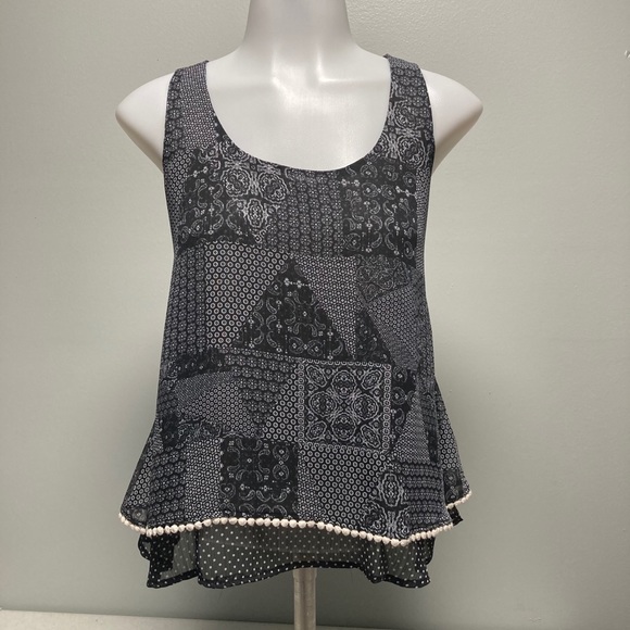 living doll Tops - Living Doll Flowy Black & White Sexy Tank S